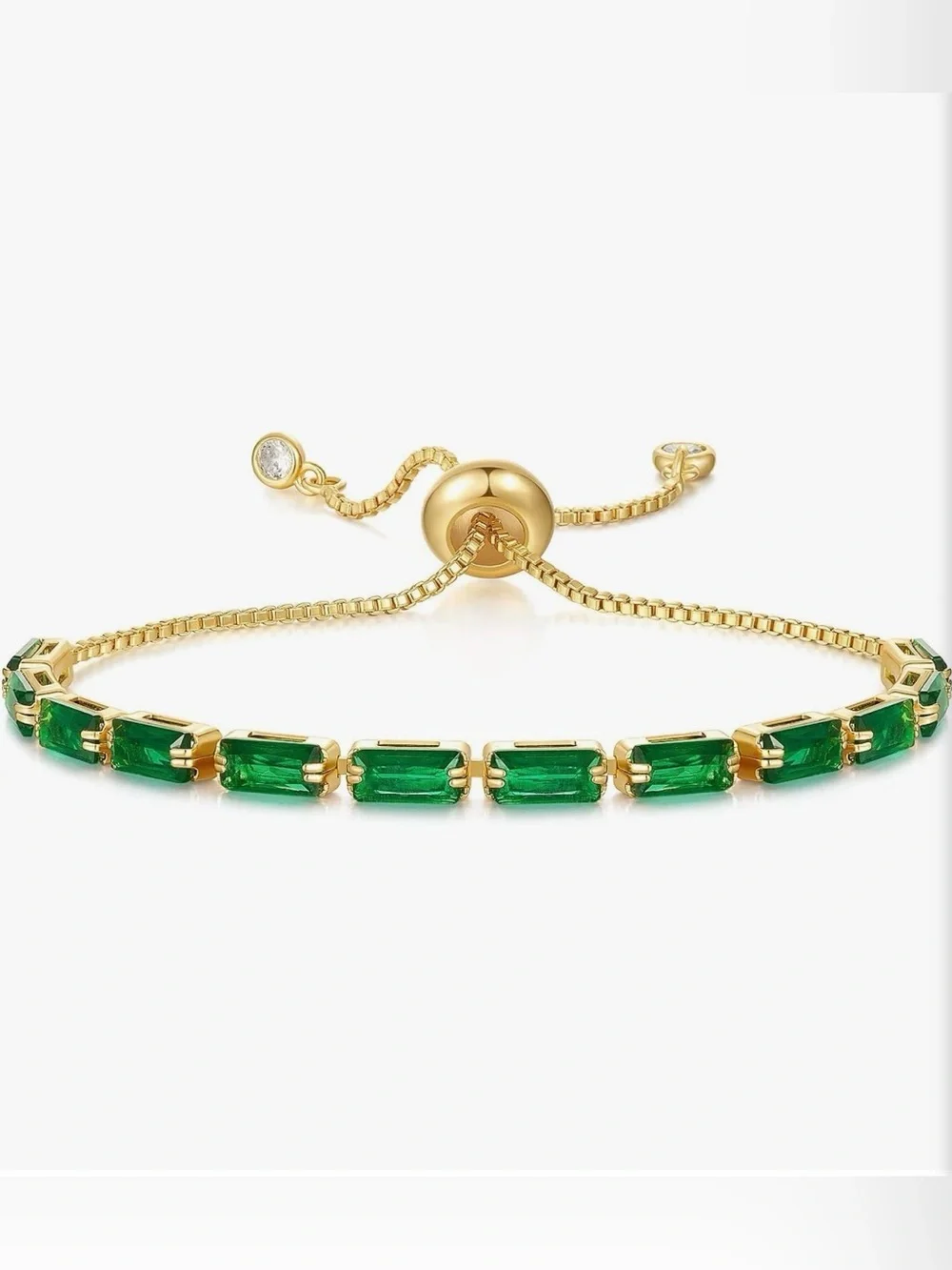 NEW 14K Gold Plated Cubic Zirconia Adjustable Slider Bracelet